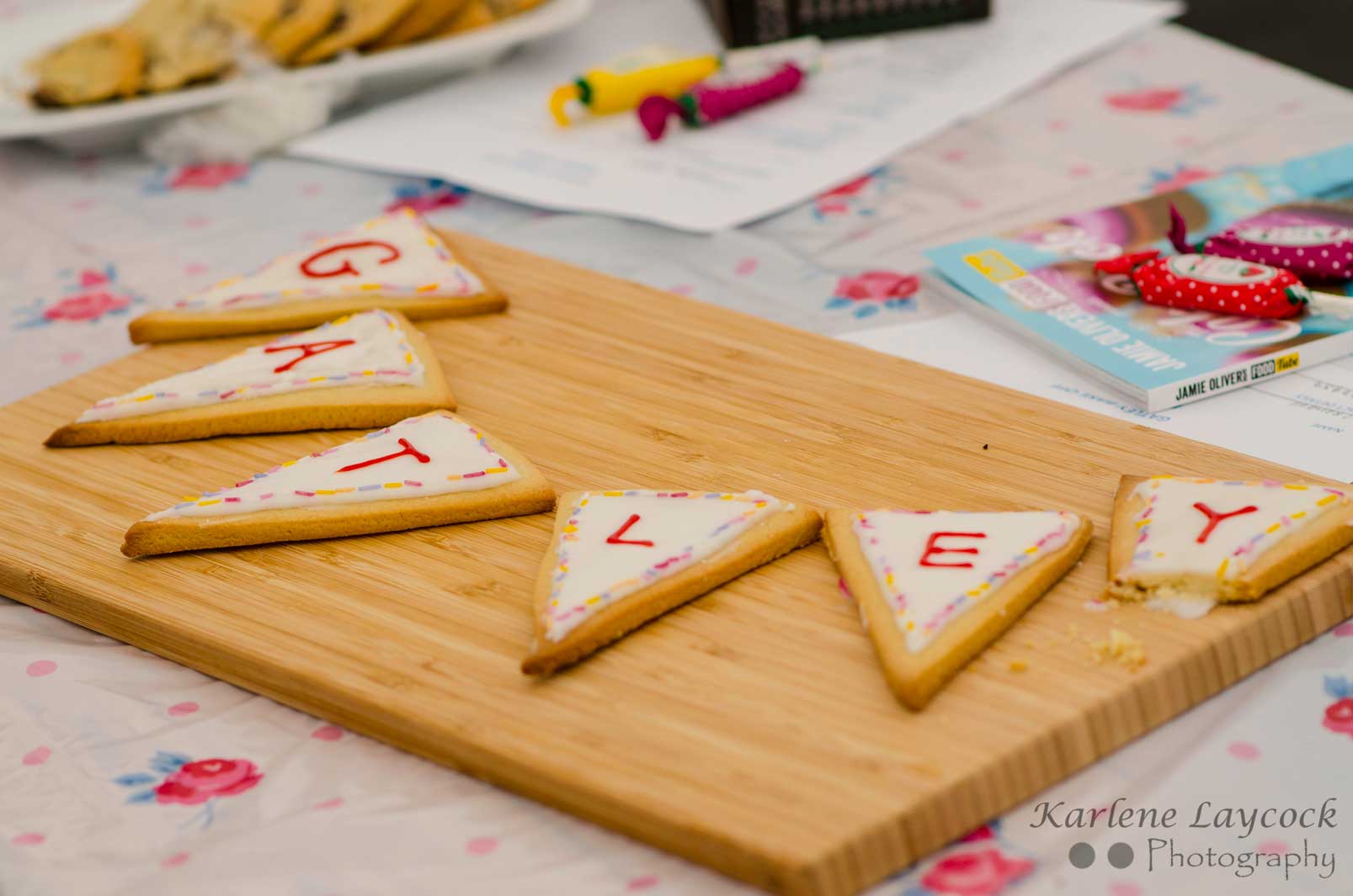 Photograph of Bunting Shaped Cookies taken at Gatley Bake Off Event